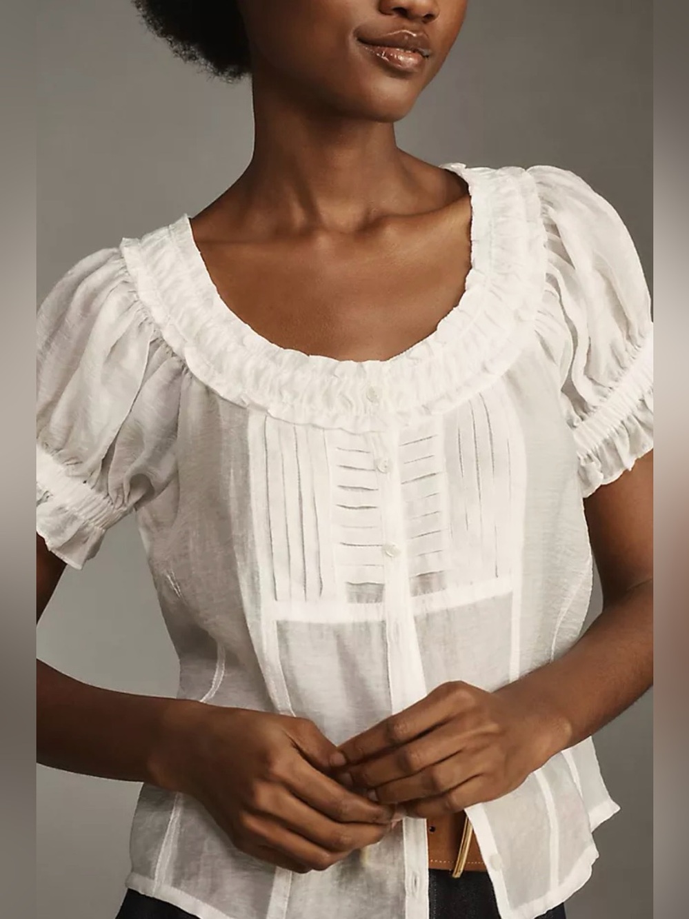 Pilcro Ruffled Sheer Blouse-SZ Medium NWT